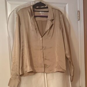 Aritzia Tan Satin Blouse